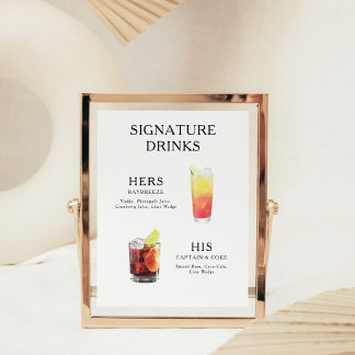 Signature Drinks Wedding Cocktail Menu Poster