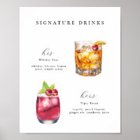 Signature Drinks Wedding Cocktails Poster