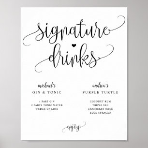 Signature Drinks Wedding Sign Rustic Calligraphy