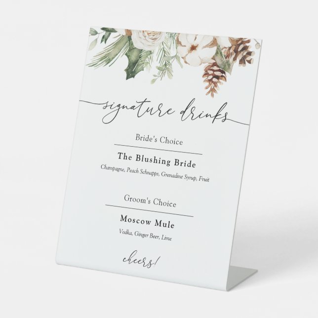 Signature Drinks Winter Evergreen Sign (Front)