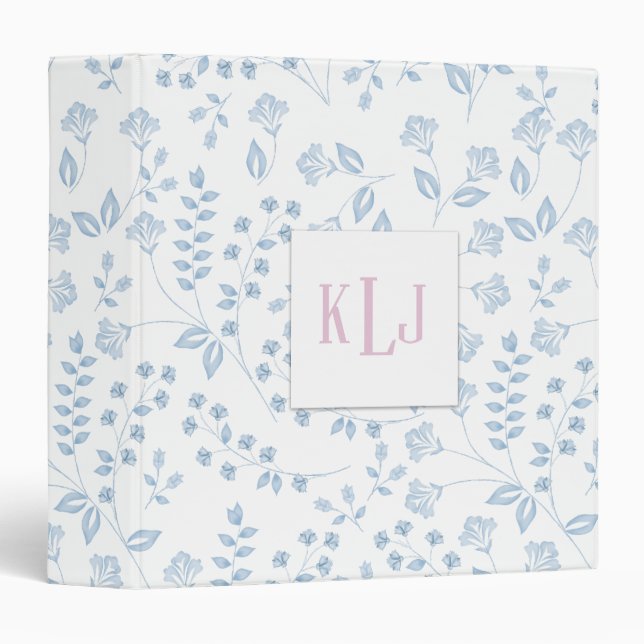 Signature Floral bleu Avery 1,5" Classeur (Devant/Côté)