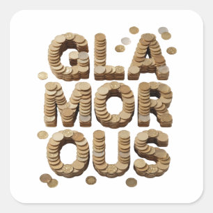 Signature Gold GLAMOROUS COINS Sticker Design