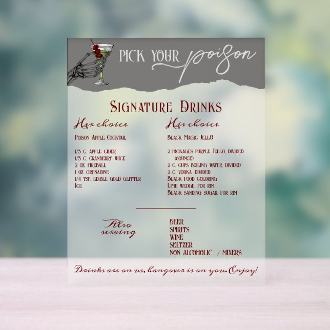 Signature gothique Mariage Boissons Bar Signal (Neutre)