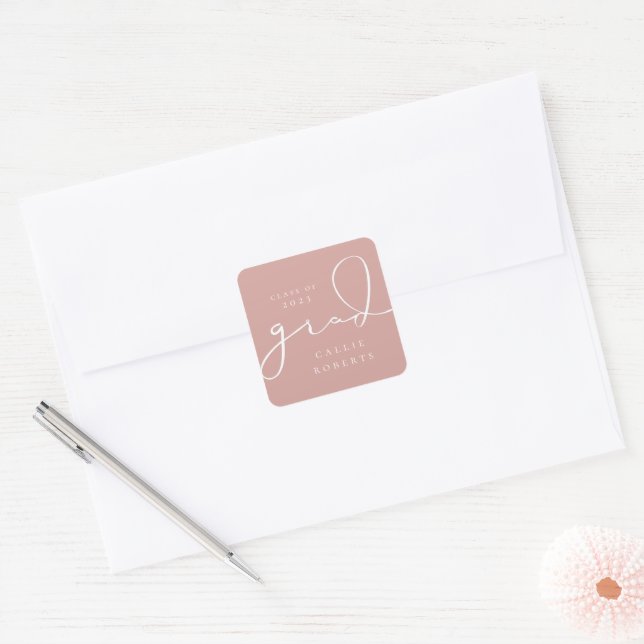 Signature Grad Script Square Sticker (Envelope)