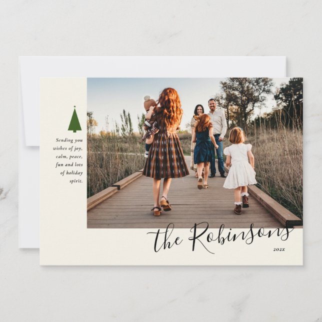 Signature Green Tree Carte de vacances photo uniqu (Devant)