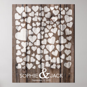signature mariage livre d'or coeurs signature bois