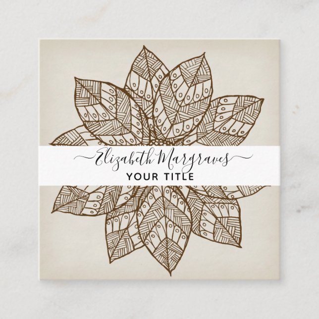 Signature Modern Mandala Square Business Card (Front)