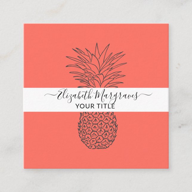 Signature Modern Pineapple Square Business Card (Front)