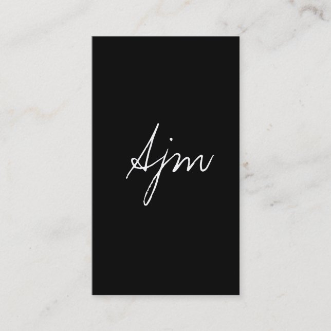 Signature Monogram 2 / Steel Brush / Black Accent Business Card (Front)
