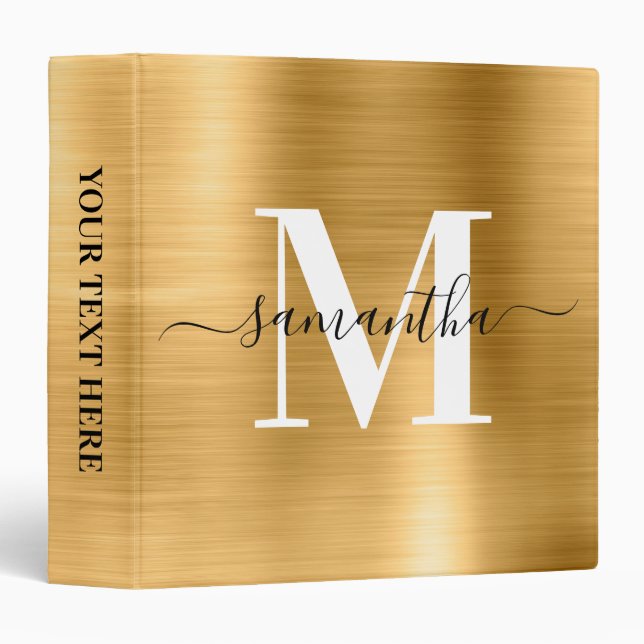Signature Monogram Gold Shimmer Foil  Binder (Front/Spine)