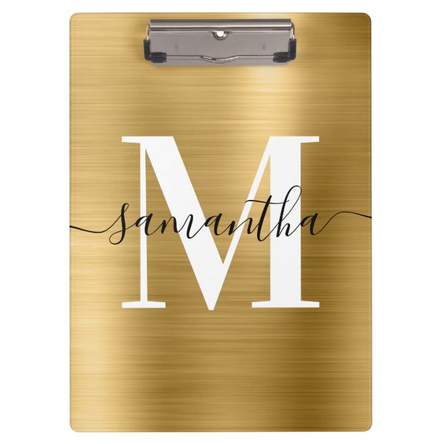 Signature Monogram Gold Shimmer Foil  Clipboard (Front)