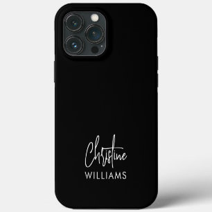 Signature Monogram Handwritten Script Black iPhone 13 Pro Max Case