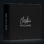 Signature Monogram Handwritten Script BLACK SIMPLE Binder<br><div class="desc">Stylish modern custom monogram design with a modern minimalist signature typography paired with sans-serif font in minimal black and white. Make it yours by adding your own monogram name and text on the spine side to create a design as unique as you are.</div>