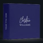 Signature Monogram Handwritten Script BLUE NAVY Binder<br><div class="desc">Stylish modern custom monogram design with a modern minimalist signature typography paired with sans-serif font in minimal deep blue and white. 
Make it yours by adding your own monogram name and text on the spine side to create a design as unique as you are.</div>
