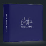 Signature Monogram Handwritten Script BLUE NAVY Binder<br><div class="desc">Stylish modern custom monogram design with a modern minimalist signature typography paired with sans-serif font in minimal deep blue and white. 
Make it yours by adding your own monogram name and text on the spine side to create a design as unique as you are.</div>