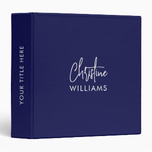 Signature Monogram Handwritten Script BLUE NAVY Binder