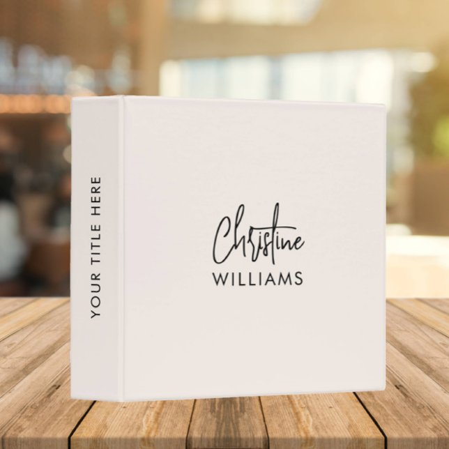 Signature Monogram Handwritten Script Blush pink Binder (Signature name elegant blush pink black monogram binder)