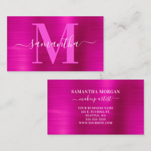 Signature Monogram Hot Pink Shimmer Business Card