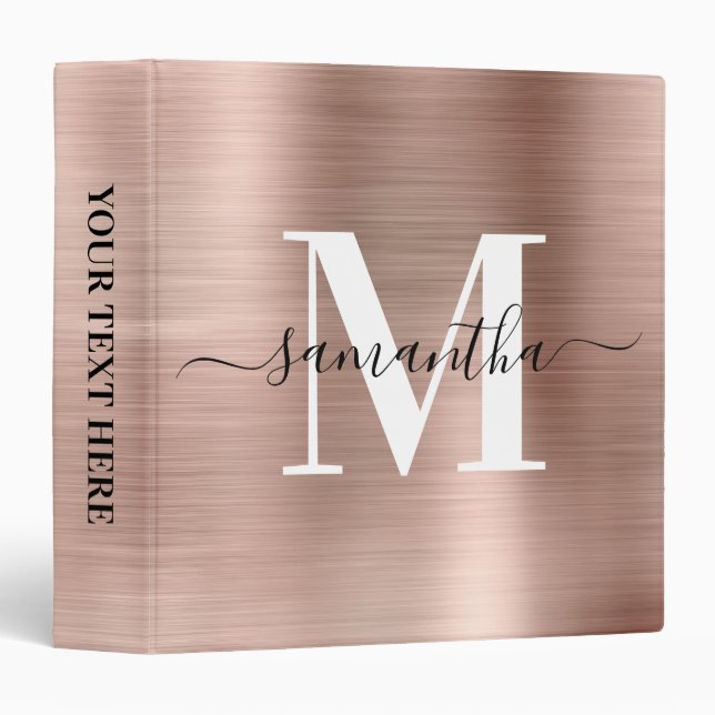 Signature Monogram Rose Gold Shimmer Foil  Binder (Front/Spine)
