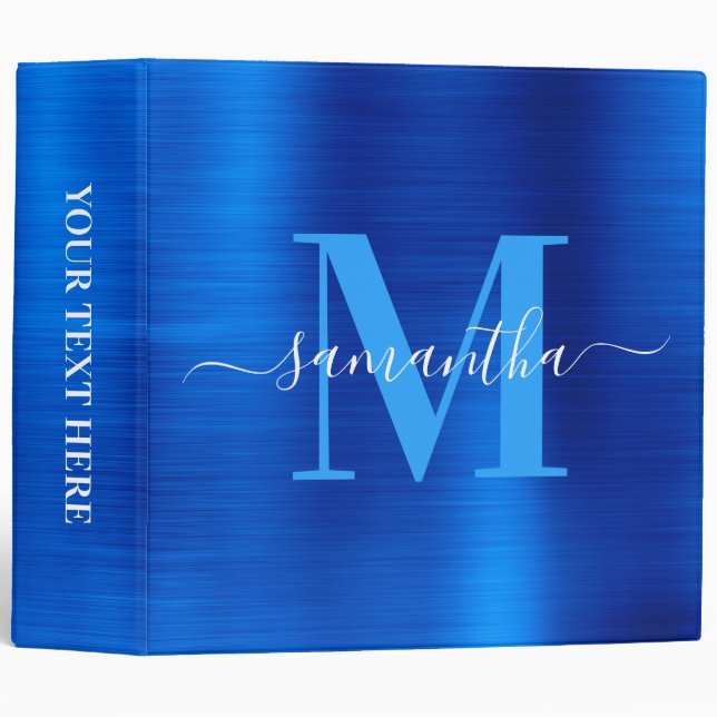 Signature Monogram Royal  Blue Foil  Binder (Front/Spine)
