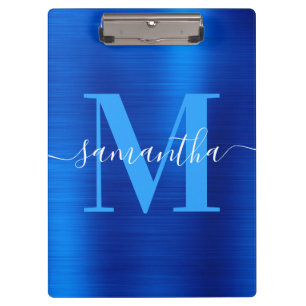 Signature Monogram Royal Blue Foil Clipboard