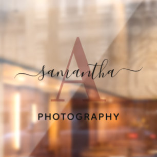 Signature Name Rose Gold Monogram Logo Window Cling