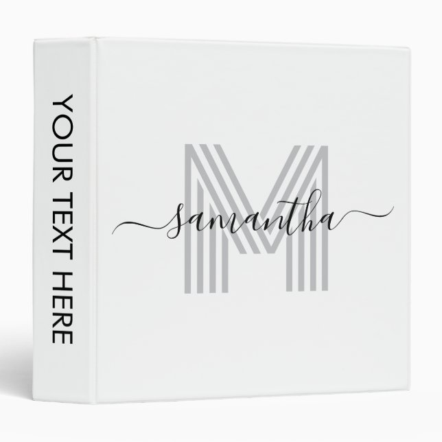 Signature Name Silver Retro Monogram Binder (Front/Spine)