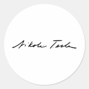 Signature of Electricity Genius Nikola Tesla Classic Round Sticker