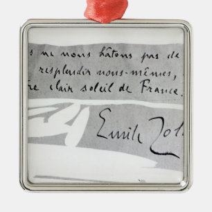 Signature of Emile Zola Metal Ornament