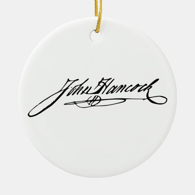 Signature of Founding Father John Hancock Ceramic Ornament (Front)