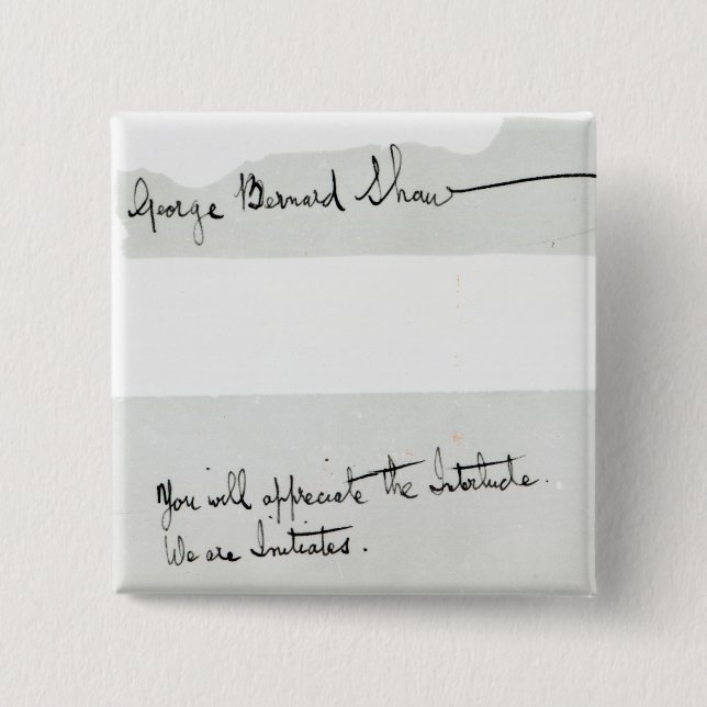 Signature of George Bernard Shaw 2 Inch Square Button (Front)