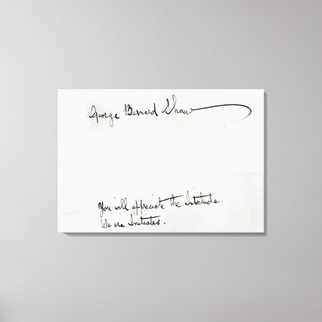 Signature of George Bernard Shaw Canvas Print (Front)