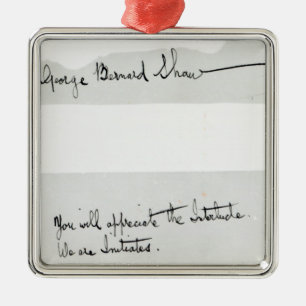 Signature of George Bernard Shaw Metal Ornament