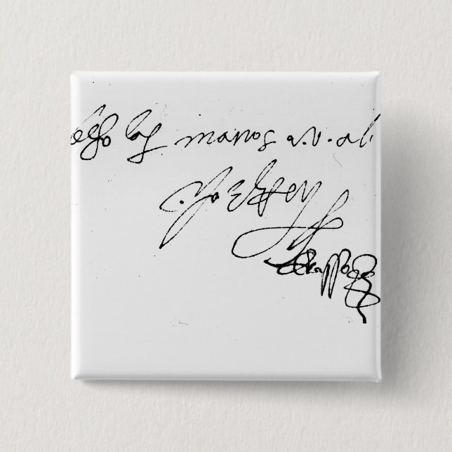 Signature of Lady Jane Grey 2 Inch Square Button (Front)