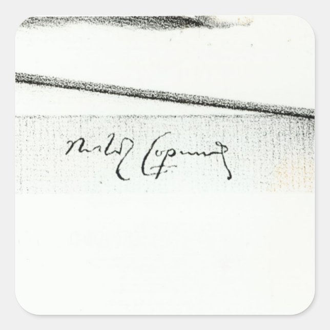 Signature of Nicolaus Copernicus Square Sticker (Front)