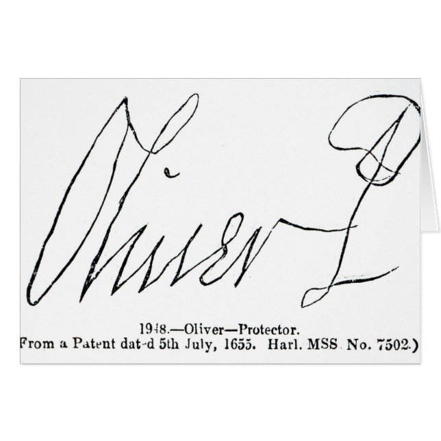 Signature of Oliver Cromwell  Lord Protector (Front Horizontal)