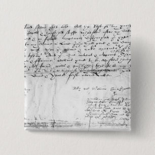 Signature of William Shakespeare , 1616 2 Inch Square Button