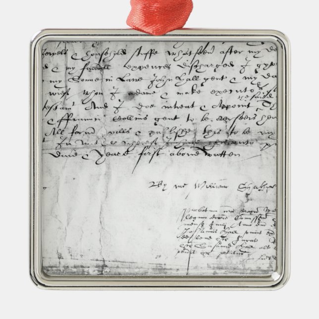 Signature of William Shakespeare , 1616 Metal Ornament (Front)