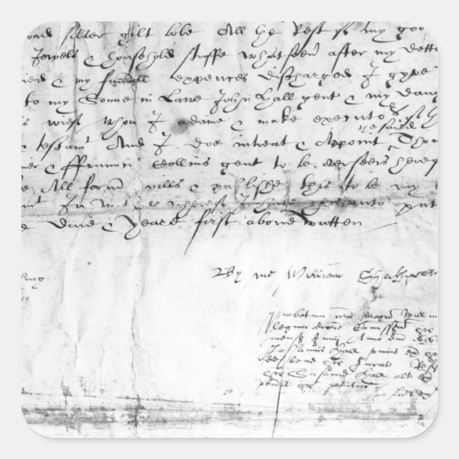 Signature of William Shakespeare , 1616 Square Sticker (Front)