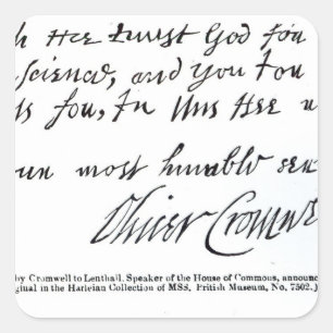 Signature Oliver Cromwell,from handwritten Square Sticker