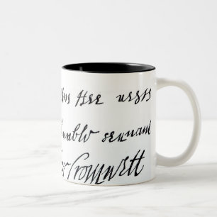 Signature Oliver Cromwell,from handwritten Two-Tone Coffee Mug