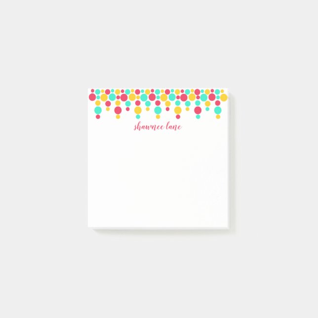 Signature Polka Dots Personalized Post-It Notes (Front)
