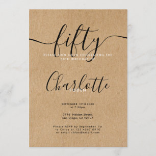 Signature Rustic Kraft 50th Birthday Invitation