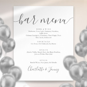 Signature Script Bar Menu Sign
