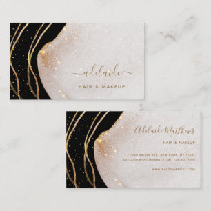 Signature Script Black And Gold Agate Chic Modern Business Card