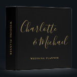 Signature Script Black And Gold Wedding Planner Binder<br><div class="desc">Elegant signature black and gold wedding planner personalized with signature style names. Designed by Thisisnotme©</div>