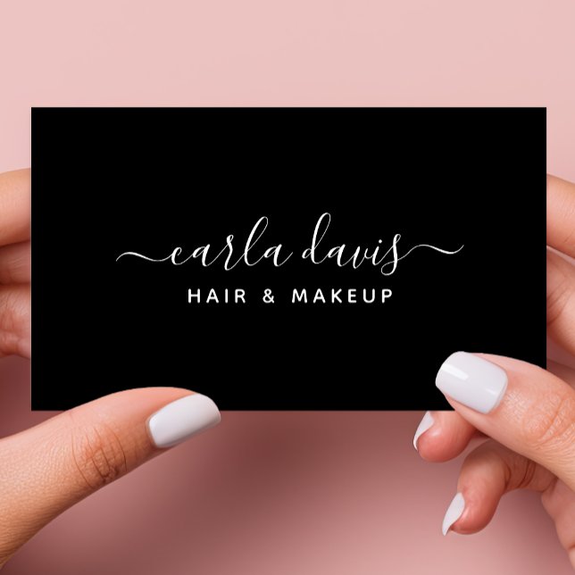 Signature Script Black and White Calligraphy Business Card (Creator Uploaded)