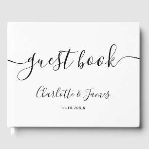 Signature Script Black And White Wedding Guest Book