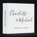 Signature Script Black And White Wedding Planner Binder<br><div class="desc">Elegant signature black and white wedding planner personalized with signature style names. Designed by Thisisnotme©</div>