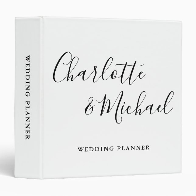 Signature Script Black And White Wedding Planner Binder (Front/Spine)